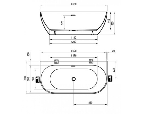 Ванна акриловая Ravak FREEDOM W 1660х800 БЕЛАЯ пристенная