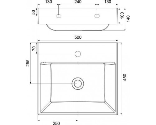 Умывальник литой мрамор Ravak NATURAL 50x45 без перелива