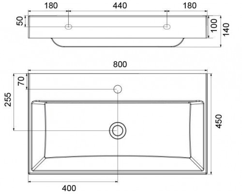 Умывальник литой мрамор Ravak NATURAL 80x45 без перелива