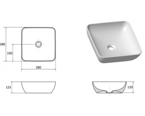 Умывальник керамический белый RAVAK UNI 380 S SLIM XJX01138001