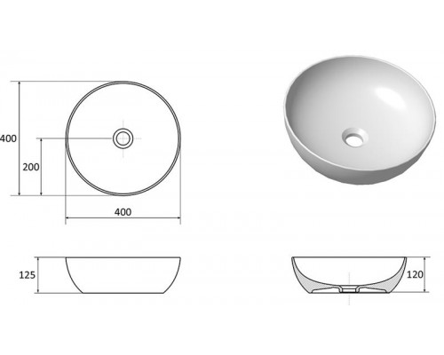 Умывальник керамический белый Ravak UNI 400 B SLIM (тонкий край)