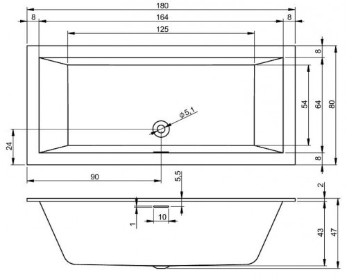 Riho ванна прямоугольная Rethink Cubic 180/80, белый, BR0800500000000