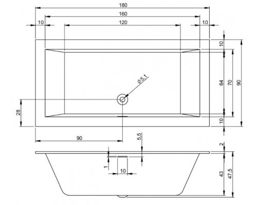 Riho ванна прямоугольная Rethink Cubic 180x90, белый, BR0900500000000