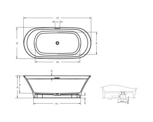 Ванна из искусственного камня Riho Barca BS6000500000000 170x80
