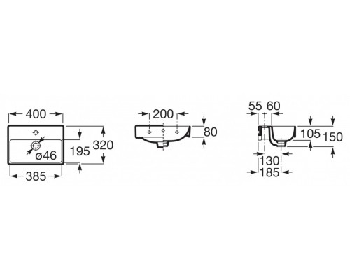 Умывальник подвесной керамический Roca Ona 40х32x16см, 32768D000