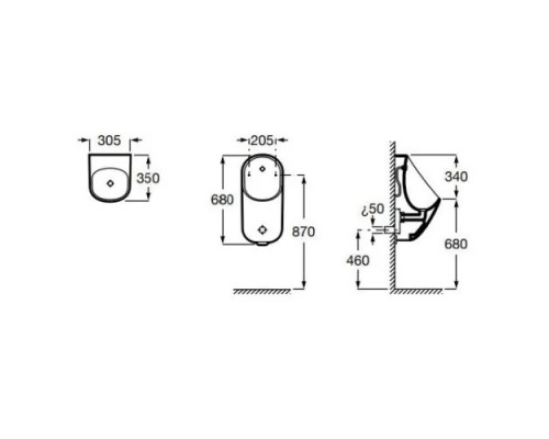 Писсуар Roca Proton 3590J4000 сенсорный, скрытый подвод воды, белый (питание от батареек)