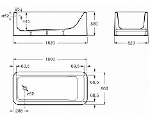 Акриловая отдельностоящая ванна Roca Element 180х80, 724T439000