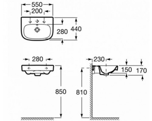 Roca керамический умывальник Debba раковина 550х440