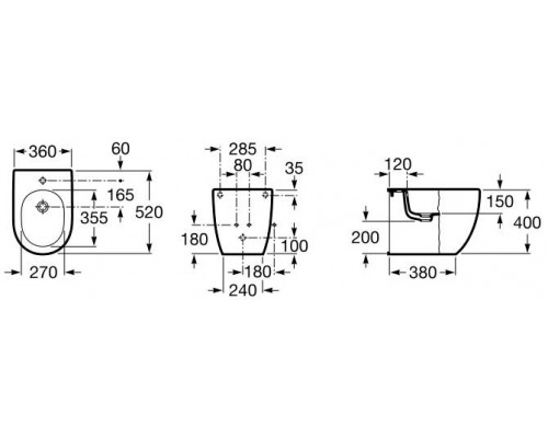 Биде напольное Roca Meridian-N 36x52, 7357247000