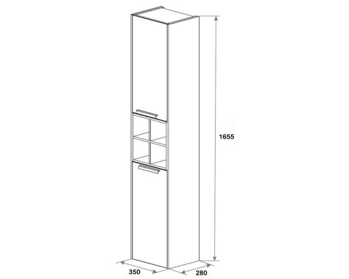 Шкаф-пенал Roca Lago, белый глянец, 7857297806