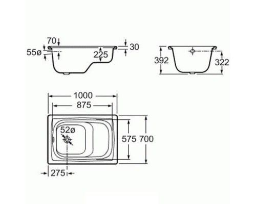 Стальная ванна Contesa Banaseo 100x70  (в комплекте с ножками)