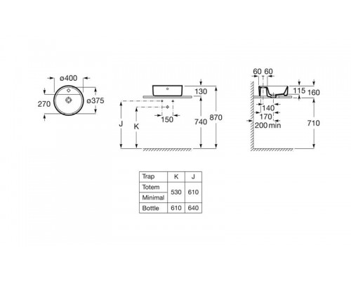 Раковина накладная Roca The Gap 40х13, 73270MK000