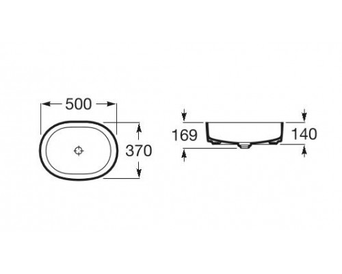 Раковина накладная Roca Inspira Round 50x37, оникс черный, 7327520640