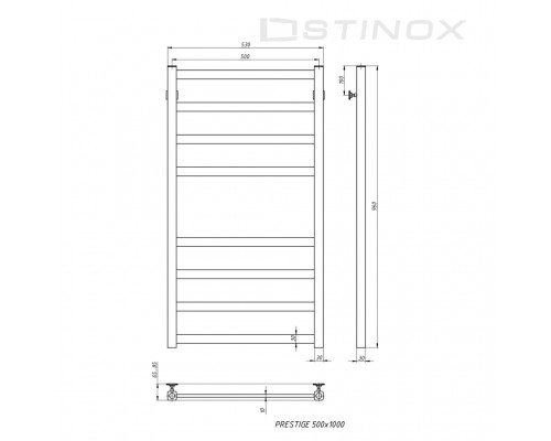 Полотенцесушитель водяной Stinox PRESTIGE 500x1000 (хром глянец)
