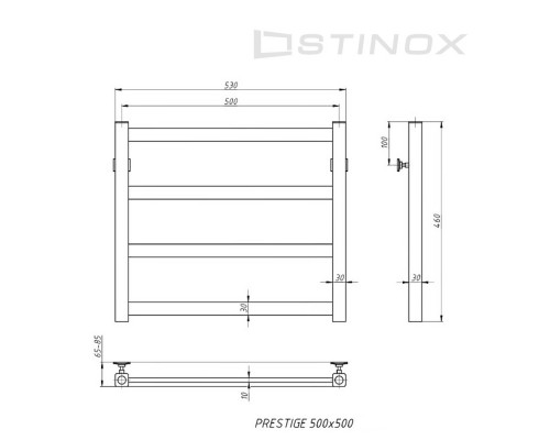 Полотенцесушитель водяной Stinox PRESTIGE 500x500 (хром глянец)