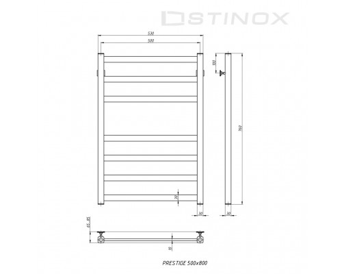Полотенцесушитель водяной Stinox PRESTIGE 500x800 (хром глянец)