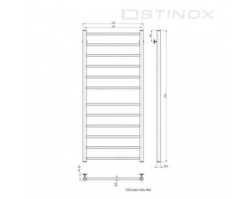 Полотенцесушитель водяной Stinox TOSCANA 500x1200 (хром глянец)