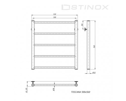 Полотенцесушитель водяной Stinox TOSCANA 500x600 (хром глянец)