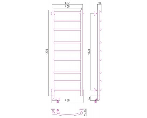 Сунержа РЭБ "ГАЛАНТ 2.0" 1200х400 / МЭМ левый (Без покрытия)