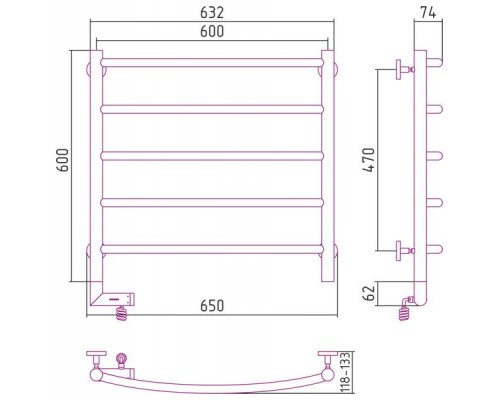 Сунержа РЭБ "ГАЛАНТ 2.0" 600х600 / МЭМ левый (Без покрытия)