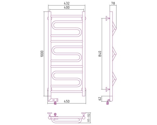 Сунержа РЭБ "ЭЛЕГИЯ 2.0" 1000х400 / МЭМ левый (Без покрытия)