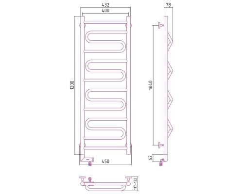 Сунержа РЭБ "ЭЛЕГИЯ 2.0" 1200х400 / МЭМ левый (Без покрытия)