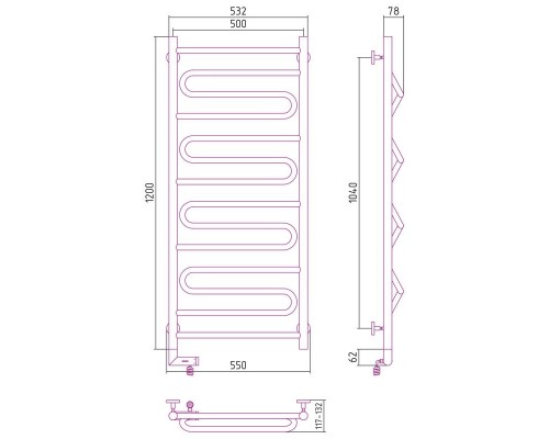Сунержа РЭБ "ЭЛЕГИЯ 2.0" 1200х500 / МЭМ левый (Без покрытия)