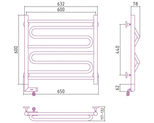 Сунержа РЭБ "ЭЛЕГИЯ 2.0" 600х600 / МЭМ левый (Без покрытия)