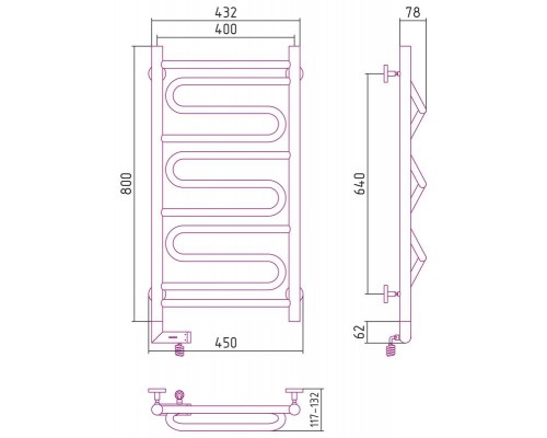 Сунержа РЭБ "ЭЛЕГИЯ 2.0" 800х400 / МЭМ левый (Без покрытия)