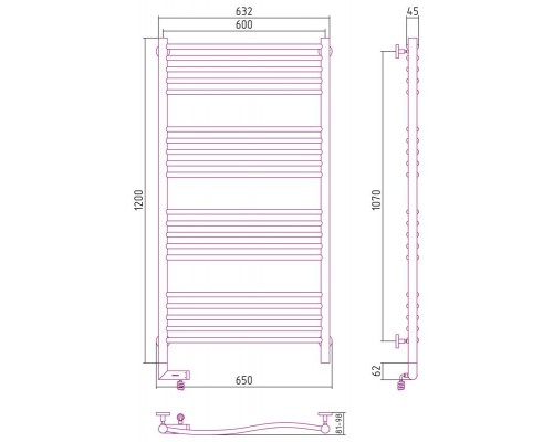 Сунержа РЭБ "ФЛЮИД 2.0" 1200х600 / МЭМ левый (Без покрытия)