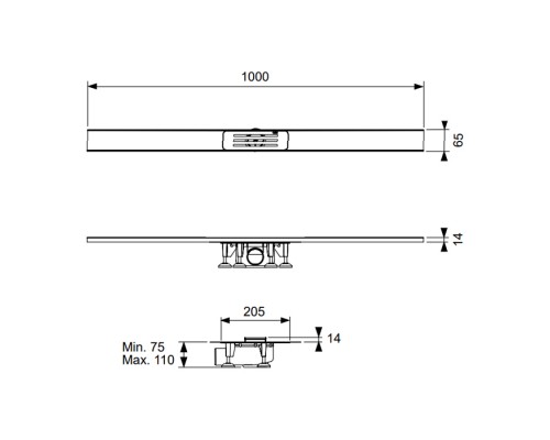 Душевой лоток Tece комплект для монтажа душевого профиля TECElineo подрезной дренажный канал 15301100