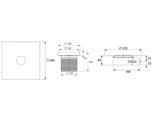 Комплект под плитку TECEdrainpoint S 3600000, с универсальным фланцем Seal System