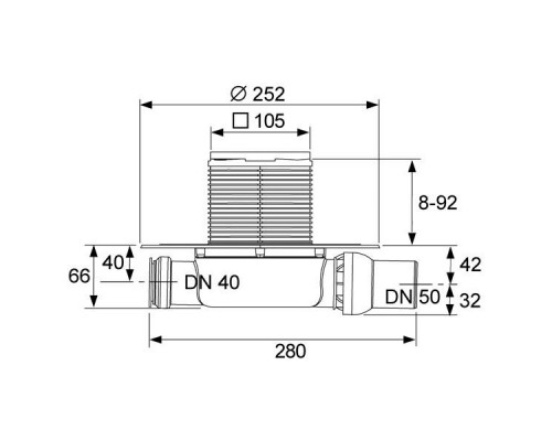 Комплект точечного трапа с сифоном TECEdrainpoint S 110, низкий с универсальным фланцем Seal System, 3601100