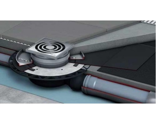 Комплект точечного трапа с сифоном TECEdrainpoint S 110, низкий с универсальным фланцем Seal System, 3601100