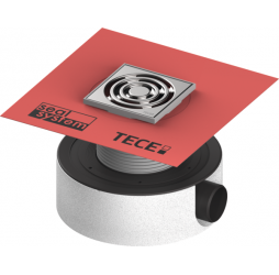 Трап дренажный с сифоном TECEdrainpoint S 114, низкий с горизонтальный с гидроизоляционной манжетой 3601104