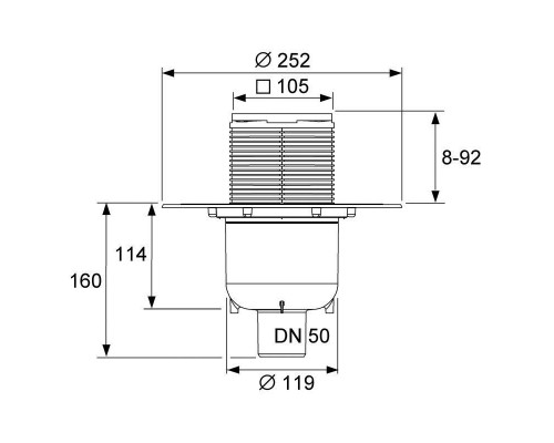 Комплект точечного трапа с сифоном TECEdrainpoint S 130, с универсальным фланцем Seal System, в пол 3601300, с универсальным фланцем Seal System