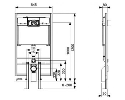 Тонкая инсталляция TECE 8 см для подвесного унитаза под панели, клавишу смыва 9300500