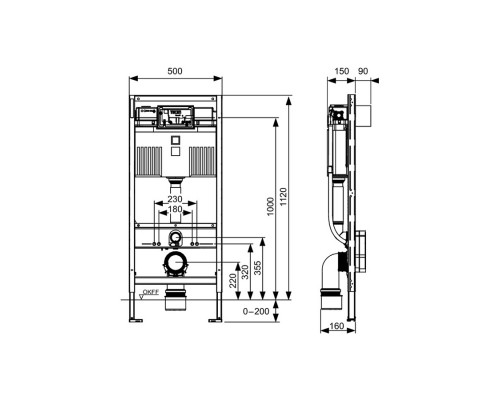 Инсталляция TECE для подвесного унитаза TECEprofil UNI 2.0 9300379