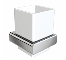 Стакан для зубных щеток с держателем  Teka Formentera Материал: латунь, керамика  Цвет: хром, белый 170810200