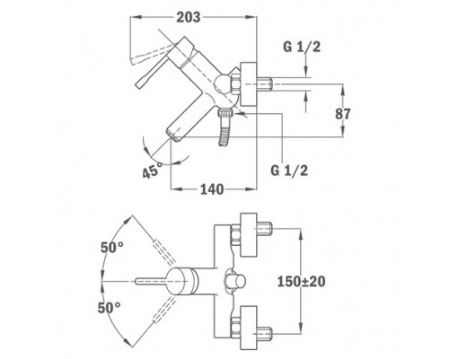 Teka Смеситель для ванны Teka Alaior 55.122.02.00 хром (в комплекте душевой набор)