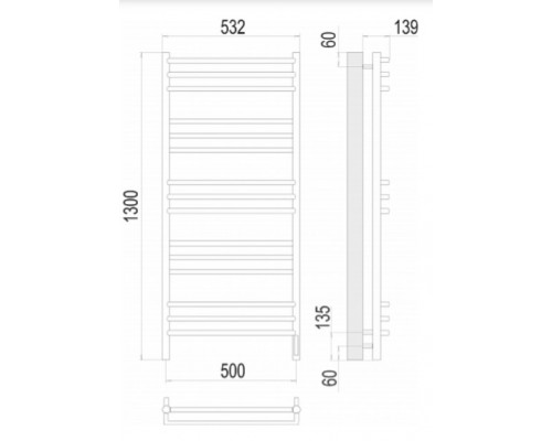 Terminus электро полотенчик Прато П15 500х1300 электро (sensor quick touch) RAL 9005