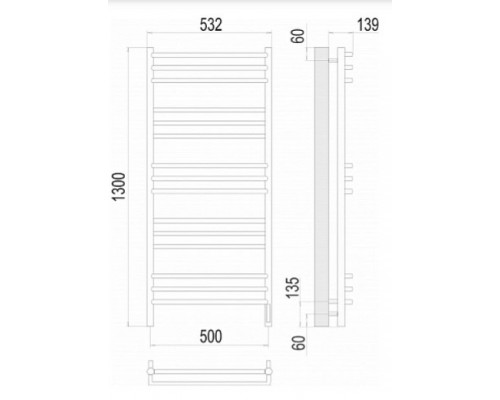 Terminus электро полотенчик Прато П15 500х1300 электро (sensor quick touch) RAL 9003