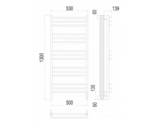 Terminus электро полотенчик Соренто П15 500х1300 электро (sensor quick touch) RAL 9005