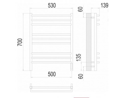 Terminus электро полотенчик Соренто П9 500х700 электро (sensor quick touch) RAL 9003
