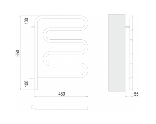 Электрический полотенцесушитель  Терминус Электро 25 Ш-обр 450х570 поворотный  нержавейка econom