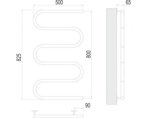 Электрический полотенцесушитель  Терминус Электро 25 Ш-обр 500х800  нержавейка econom