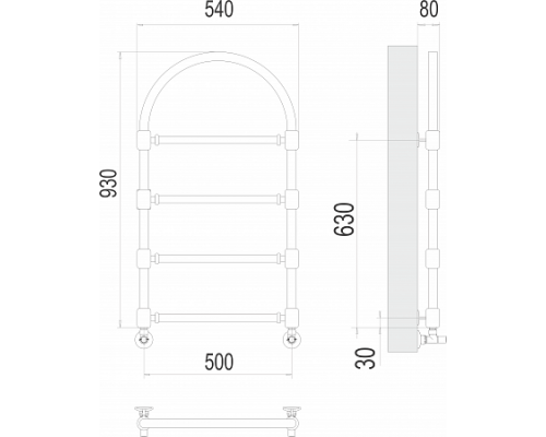Водяной полотенцесушитель  Терминус Версаль П4 500х930 нержавейка lux