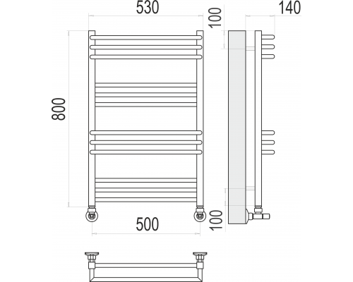 Водяной полотенцесушитель  Терминус Кельн П12 500х800 нержавейка lux
