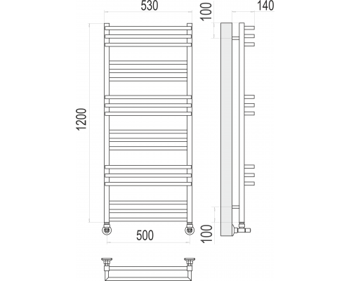 Водяной полотенцесушитель  Терминус Нойс П18 500х1200 нержавейка lux