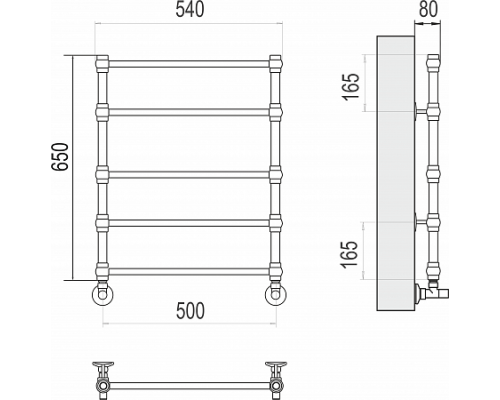 Водяной полотенцесушитель  Терминус Прованс П5 500х650 нержавейка lux